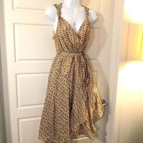 Joie Pharrah Dress Chevron Asymmetrical Cotton Dress - Picture 3 of 5